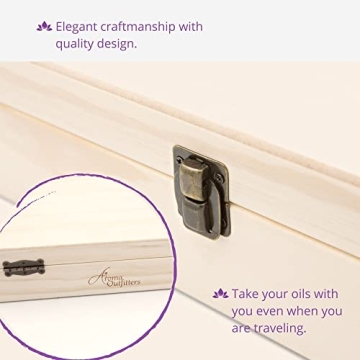 Essential Oil Wooden Box - Oils Storage Case Holds 68 Bottles & Roller Balls. Natural Pine Wood. Large Organizer Best for Keeping Your Oils Safe. Includes Padding and EO Labels