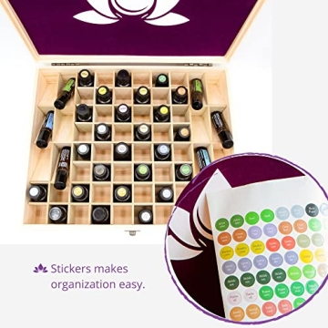 Essential Oil Wooden Box - Oils Storage Case Holds 68 Bottles & Roller Balls. Natural Pine Wood. Large Organizer Best for Keeping Your Oils Safe. Includes Padding and EO Labels