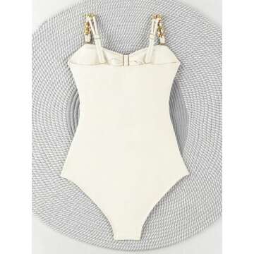 SherryDC Women's Cutout One Piece Swimsuit Bandeau Ruched Color Block High Waisted Bathing Suit with Removable Straps