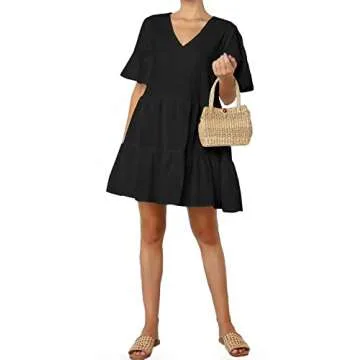 FANCYINN Women’s Bell Sleeve Shift Dress with Pockets