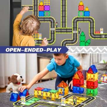 Magnetic Tiles Route 66 Road Set for Creative Play
