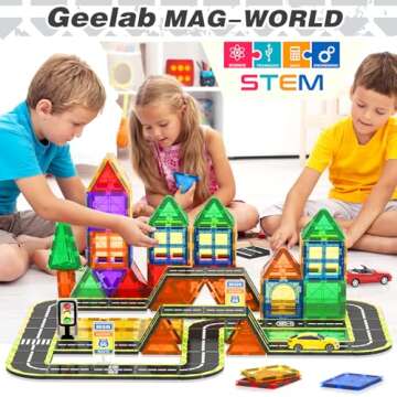 Magnetic Tiles Route 66 Road Set for Creative Play