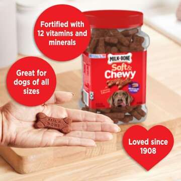 Milk-Bone Soft & Chewy Dog Treats, Beef & Filet Mignon Recipe, 25 Ounce