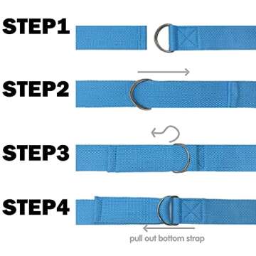 CHMETE Yoga Strap Stretch Bands with Adjustable Metal D Ring Buckle Loop for Stretching,Pilates, Physical Therapy, Dance, Gym Workouts