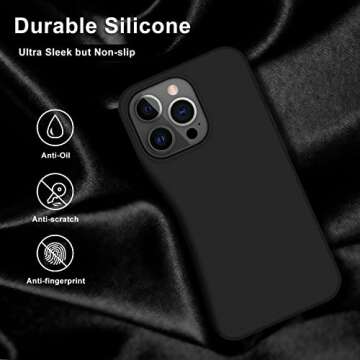 bemal for iPhone 14 Pro Max Case with Screen Protector - Slim Fit Liquid Silicone - Soft Microfiber Lining - Designed for Men Women Girls - Shockproof Protective Phone Cover-Black