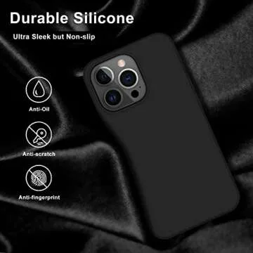 bemal for iPhone 14 Pro Max Case with Screen Protector - Slim Fit Liquid Silicone - Soft Microfiber Lining - Designed for Men Women Girls - Shockproof Protective Phone Cover-Black