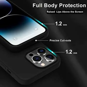 bemal for iPhone 14 Pro Max Case with Screen Protector - Slim Fit Liquid Silicone - Soft Microfiber Lining - Designed for Men Women Girls - Shockproof Protective Phone Cover-Black