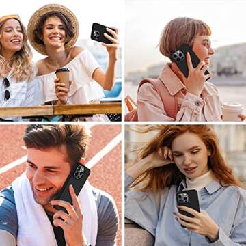 bemal for iPhone 14 Pro Max Case with Screen Protector - Slim Fit Liquid Silicone - Soft Microfiber Lining - Designed for Men Women Girls - Shockproof Protective Phone Cover-Black