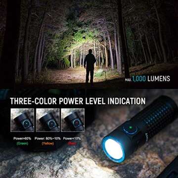 OLIGHT S1R II 1000 Lumen Compact Rechargeable EDC Flashlight with Battery and Magnetic Charging Cable