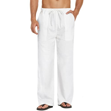 Comfortable Linen Blend Pants for Men - COOFANDY