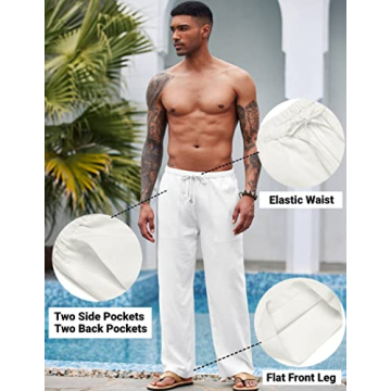 Comfortable Linen Blend Pants for Men - COOFANDY