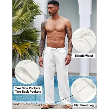 Comfortable Linen Blend Pants for Men - COOFANDY