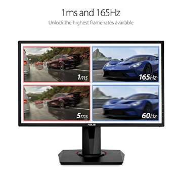 ASUS VG248QG 24" G-SYNC Gaming Monitor 165Hz 1080p 0.5ms Eye Care with DP HDMI DVI,Black