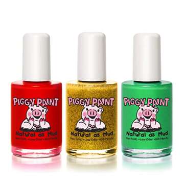 Piggy Paint 100% Non-toxic Girls Nail Polish - Safe, Chemical Free Low Odor for Kids, Gift Set, Mistletoes