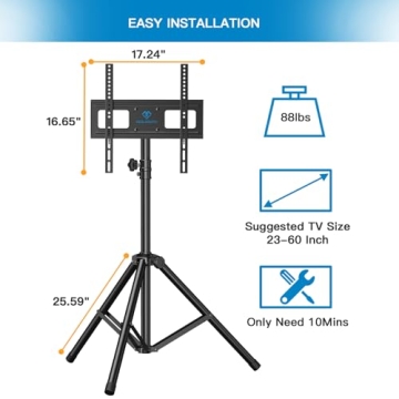 PERLESMITH Portable TV Stand for 23-65 Inch TVs