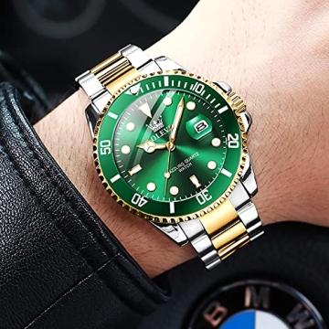 OLEVS Green Watches - Luxury Analog Mens Wristwatch