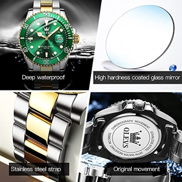 OLEVS Green Watches - Luxury Analog Mens Wristwatch