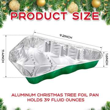 Funnymoom 50 Pcs Extra Large Aluminum Christmas Tree Cake Pans Bulk 39 oz Disposable Christmas Tree Shaped Foil Pans Cake Containers Xmas Cookie Tins for Holiday Party Roasting Kitchen Baking Supply