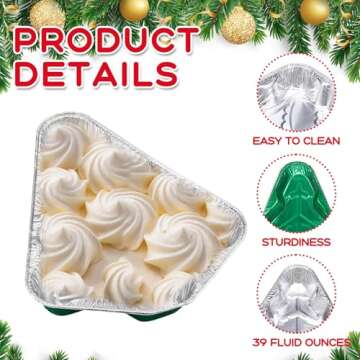 Funnymoom 50 Pcs Extra Large Aluminum Christmas Tree Cake Pans Bulk 39 oz Disposable Christmas Tree Shaped Foil Pans Cake Containers Xmas Cookie Tins for Holiday Party Roasting Kitchen Baking Supply