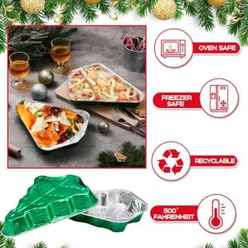Funnymoom 50 Pcs Extra Large Aluminum Christmas Tree Cake Pans Bulk 39 oz Disposable Christmas Tree Shaped Foil Pans Cake Containers Xmas Cookie Tins for Holiday Party Roasting Kitchen Baking Supply