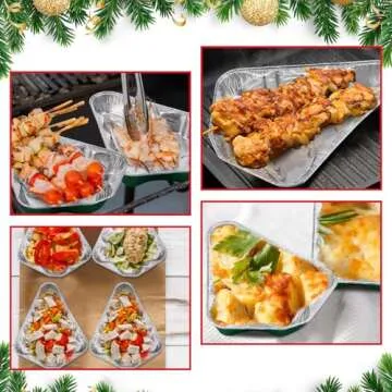 Funnymoom 50 Pcs Extra Large Aluminum Christmas Tree Cake Pans Bulk 39 oz Disposable Christmas Tree Shaped Foil Pans Cake Containers Xmas Cookie Tins for Holiday Party Roasting Kitchen Baking Supply