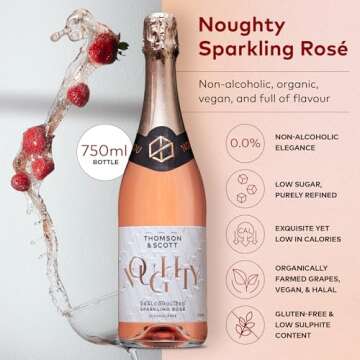 Thomson & Scott Noughty Alcohol Free Sparkling Rosé, Organic, Low-Sugar, Halal Certified, Vegan, Gr...