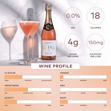 Thomson & Scott Noughty Alcohol Free Sparkling Rosé, Organic, Low-Sugar, Halal Certified, Vegan, Great Gift for Expecting and New Mums, Birthdays, Anniversaries, Non Alcoholic Rose, 750ml