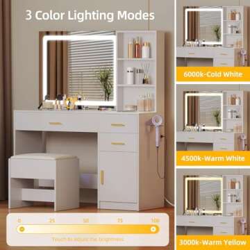 Stylish DWVO Vanity Desk with Wireless Charging Station