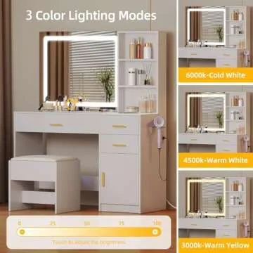 Stylish DWVO Vanity Desk with Wireless Charging Station