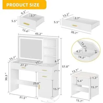 Stylish DWVO Vanity Desk with Wireless Charging Station
