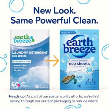 Earth Breeze Laundry Detergent Sheets - Eco-Friendly, 60 Loads