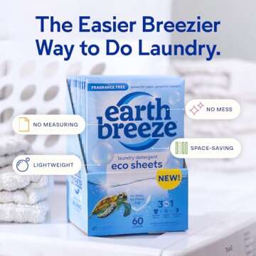 Earth Breeze Laundry Detergent Sheets - Eco-Friendly, 60 Loads