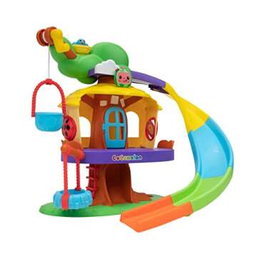 CoComelon Deluxe Clubhouse Playset - Features JJ and His Five Friends- Songs, Sounds, Phrases - Slide, Secret Tunnel, Basket Elevator, Interactive Easel, Pop Up Birds - Amazon Exclusive
