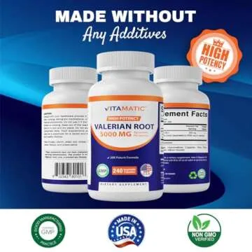 Vitamatic Valerian Root 5000 mg Herbal Sleep Aid Capsules
