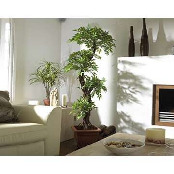 EPESTOEC 6FT Artificial Ficus Silk Tree (70in) with Plastic Nursery Pot, Fake Plant for Living Room Balcony Corner Decor,Indoor-Outdoor Use
