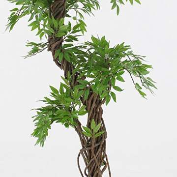 EPESTOEC 6FT Artificial Ficus Silk Tree (70in) with Plastic Nursery Pot, Fake Plant for Living Room Balcony Corner Decor,Indoor-Outdoor Use