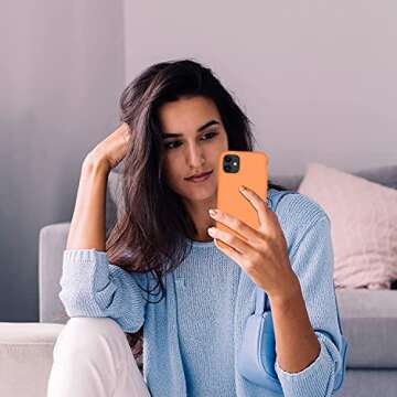 Cordking Designed for iPhone 11 Case, Silicone Ultra Slim Shockproof Phone Case with [Soft Anti-Scratch Microfiber Lining], 6.1 inch, Kumquat