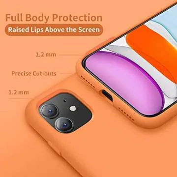 Cordking Designed for iPhone 11 Case, Silicone Ultra Slim Shockproof Phone Case with [Soft Anti-Scratch Microfiber Lining], 6.1 inch, Kumquat
