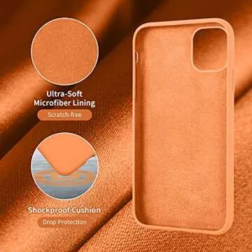 Cordking Designed for iPhone 11 Case, Silicone Ultra Slim Shockproof Phone Case with [Soft Anti-Scratch Microfiber Lining], 6.1 inch, Kumquat
