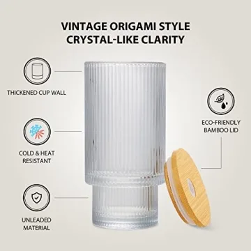 DoceMora Vintage Ribbed Glass Cups Set - Stylish & Eco-Friendly