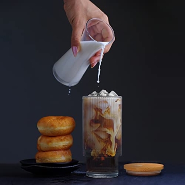 DoceMora Vintage Ribbed Glass Cups Set - Stylish & Eco-Friendly