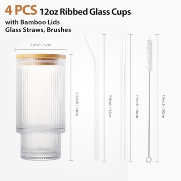 DoceMora Vintage Ribbed Glass Cups Set - Stylish & Eco-Friendly