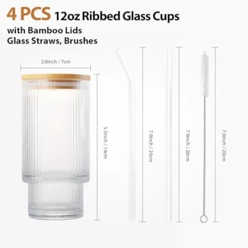 DoceMora Vintage Ribbed Glass Cups Set - Stylish & Eco-Friendly