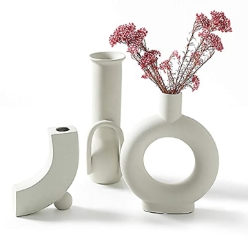 Boho Chic Ceramic Vase - Modern Minimalist Home Decor