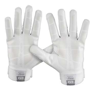Grip Boost Stealth Solid Youth Football Gloves Pro Elite - Youth Sizes (White, Youth Small)