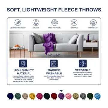 Imperial Home 50x60 Multi-Color Soft Fleece Throw Blankets - 12 Pack