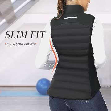 Zogeicy Womens Vest Puffer Vest for Women Lightweight Outerwear Quilted Vest Sleeveless Jacket for Running Golf Black
