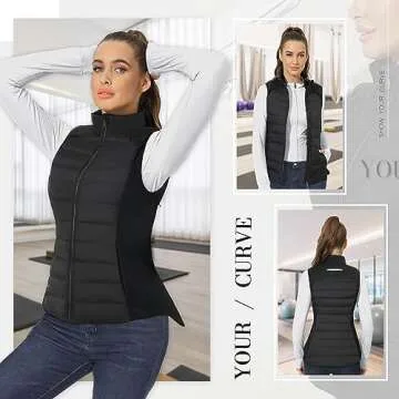 Zogeicy Womens Vest Puffer Vest for Women Lightweight Outerwear Quilted Vest Sleeveless Jacket for Running Golf Black
