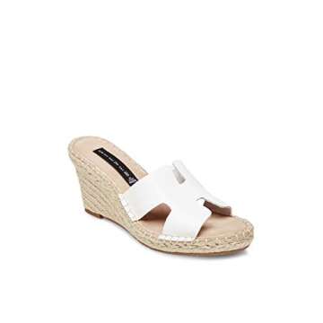 STEVEN by Steve Madden Women's Eryk Wedge Sandal, White Leather, 10 M US