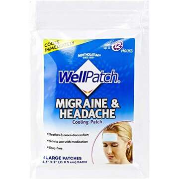 WellPatch Cooling Headache Pads, Migraine 4 Pads in a Pack. (Pack of 6)= 24pads